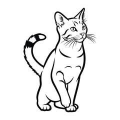 Cat Graphic: A clean, minimalist graphic illustration of a domestic cat, its silhouette artfully rendered in sleek lines, exuding an air of calm and attentiveness.