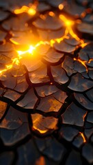 Arid landscape with intense heat and cracked earth caused by global warming effects