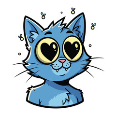 Sweetheart Cat: A charming cat with a unique design and heartwarming expression, with heart-shaped eyes and floating symbols of affection, creating a delightful cartoon vibe.