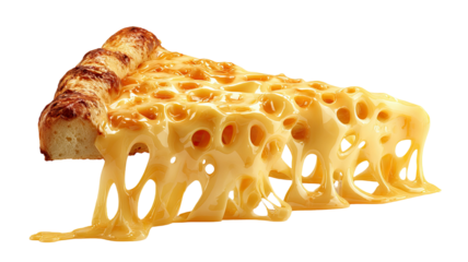 Cheese pull pizza slice with melted stringy mozzarella delicious fast food snack tasty meal illustration isolated on white background