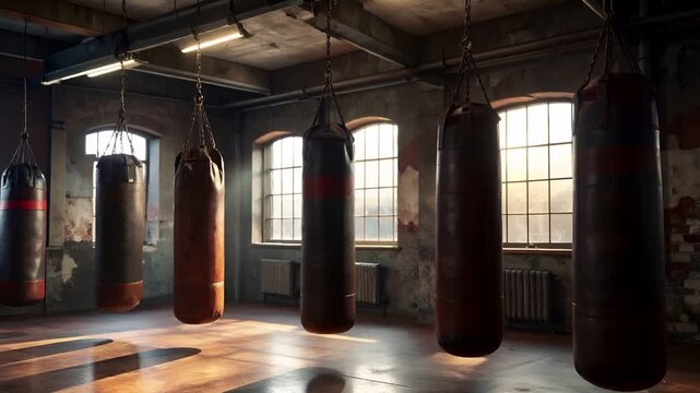 インダストリアルな雰囲気のボクシングトレーニングルーム