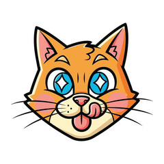 Animated Cat's Delightful Portrait: A charming cartoon of an orange cat, its sparkling eyes and playful tongue, creates a moment of pure happiness, evoking warmth and lightheartedness.