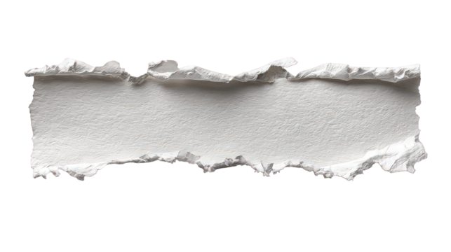 Ripped White Paper Texture with Ragged Edges on Transparent Background