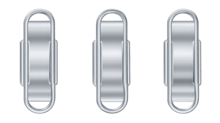 Three Silver Metal Roller Bearings