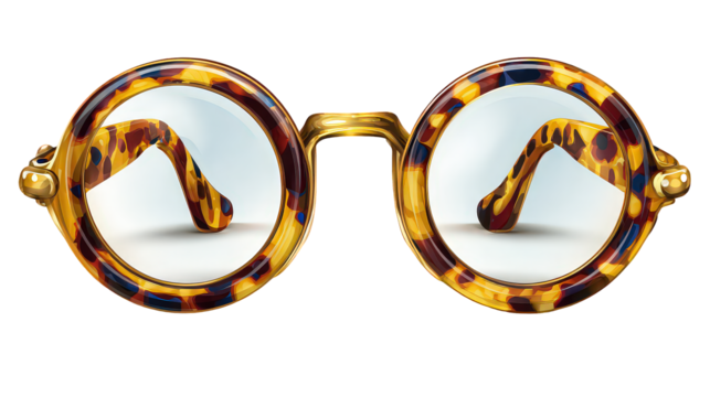 Tortoiseshell Round Eyeglasses with Gold Frame