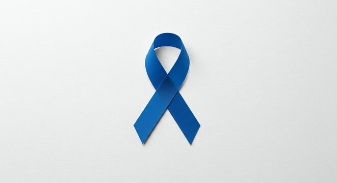 Royal Blue Ribbon Symbol of Support and Awareness on White Paper