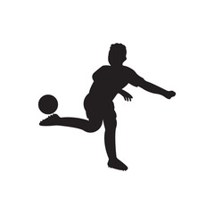 Football Soccer player silhouette with ball. Sport player shooting on white background.