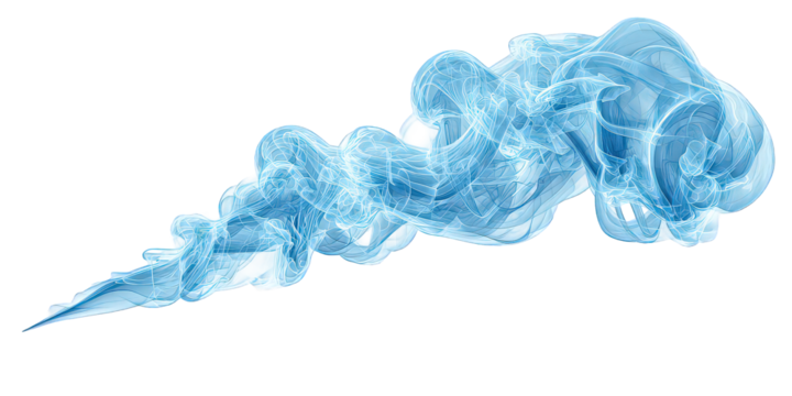 Abstract Blue Smoke Swirl on Transparent Background