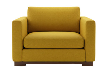 Fototapeta premium Isolated comfortable mustard-colored armchair for living room relaxation space or modern design