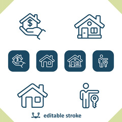 Real Estate Icons. House, Home, Hand, Dollar, Price, Realtor Icon
