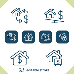 Real Estate Icons. Price, Dollar, House, Home Icon