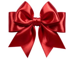 single elegant red bow isolated on a transparent background PNG