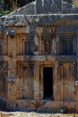 Ruins of Ancient City of Myra with Iconic Lycian Rock Tombs, Near Demre, Turkey