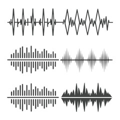 Abstract sound wave forms representing music audio technology and communication