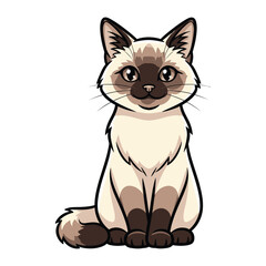 Siamese Cat: A charming, illustrated portrayal of a graceful Siamese cat, poised in a sitting position, exuding an aura of serene elegance and timeless appeal.