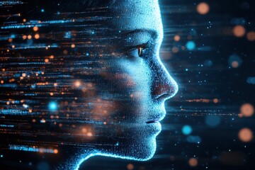 Abstract female face with futuristic effects