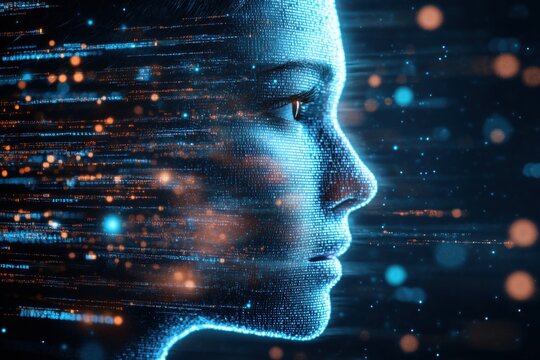 Abstract female face with futuristic effects