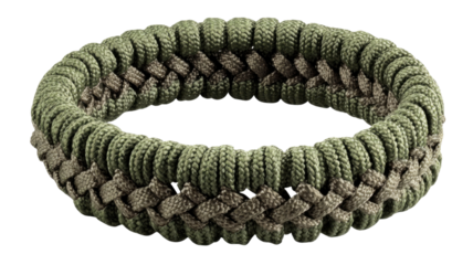 Olive drab paracord bracelet survival outdoor tactical gear woven wristband adventure accessory illustration isolated on white background