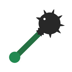 Simple Flat Design Medieval Spiked Mace or Morning Star Weapon Vector Icon