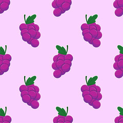 Purple grape seamless pattern Fruit background.