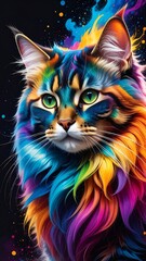Vibrant colorful cat portrait