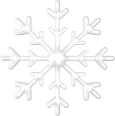 3D White snowflake frost shape. Winter seasonal rendering icon, ice snow isolate clipart illustration