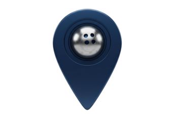 Isolated map pointer with metallic button, blue pin for location, travel, place, mark, GPS