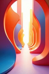 Abstract shapes of moving forms in a bright atrium , indistinct, modern