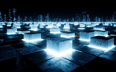 Futuristic digital cubes representing advanced technology and data processing