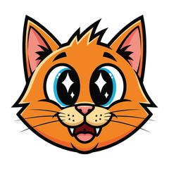 Orange Cartoon Cat Face: A cute cartoon cat face featuring vibrant orange fur, sparkling blue eyes, and an open smile, perfect for playful designs and animations.