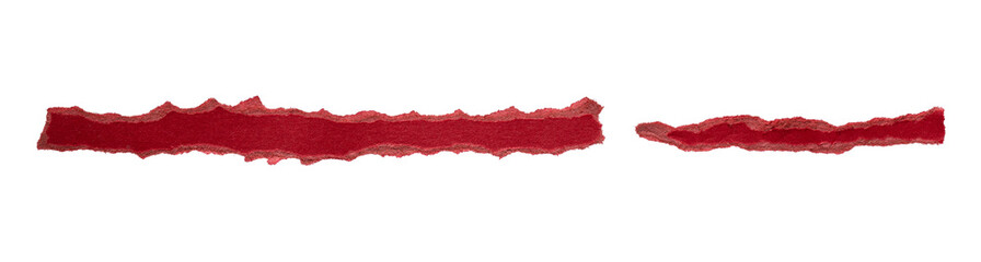 set of red torn or ripped paper isolated on transparent png background,realistic torn cardboard...