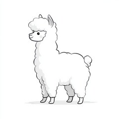 Naklejka premium Whimsical Alpaca Illustration: A charming, clean-lined illustration of a fluffy alpaca, showcasing the gentle, endearing qualities of this South American animal.