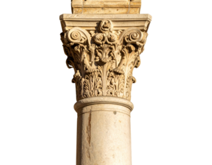  ancient temple pillar with carvings isolated on a transparent background PNG