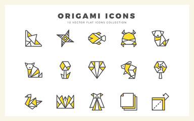 Fototapeta premium 15 Origami Two Color icons pack. vector illustration.