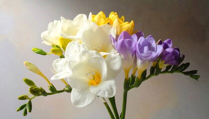 Obraz premium Close-up of colorful freesia flowers