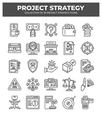Project Strategy Icons: 25 Essential Icons for Business Planning