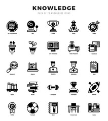 Set of Knowledge Icons. Simple Lineal Filled art style icons pack.