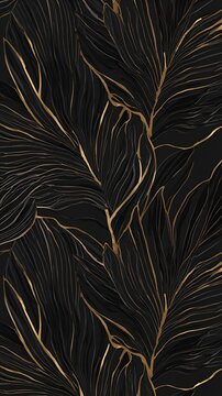 Luxurious Golden Botanical Mural