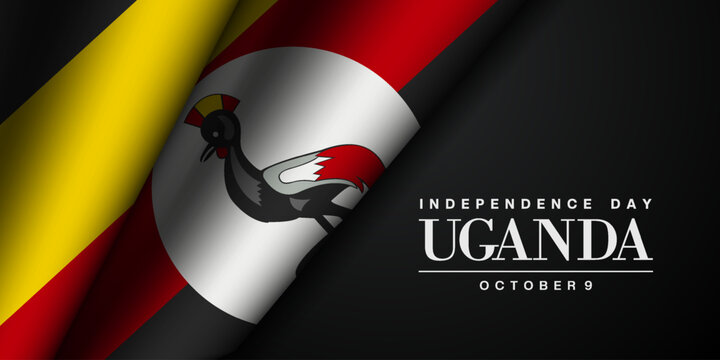 October 9 is Uganda Independence Day. Suitable for posters, banners, and social media. Black background. - Powered by Adobe