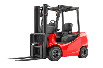 Red Forklift Truck Isolated On Black Background