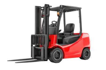 Red Forklift Truck Isolated On Black Background