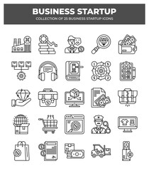 Fototapeta premium Business Startup Icon Set: 25 Essential Line Icons for Your Business