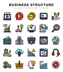 Business Structure. Lineal Color icons Pack. vector illustration.