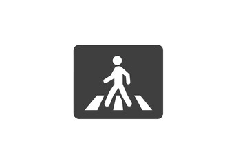 A gray rectangle with rounded corners shows a pedestrian crosswalk sign