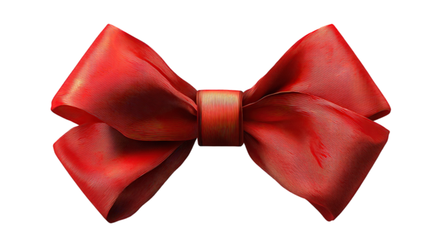 Red Textured Bow on Transparent Background