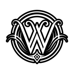 Abstract alphabet w logo in glyph style