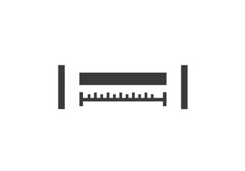 A schematic diagram of a ruler positioned between two vertical bars