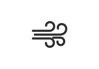 A stylized symbol depicts wind indicated by three horizontal lines and three curved swirling extensions