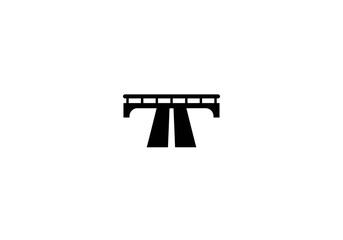 Black bridge silhouette against a white background