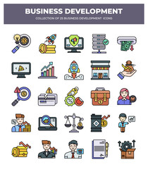 Collection of 25 Business Development Icons: Boost Your Business Growth Strategy